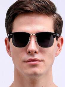 POLASUP 1 pezzo Occhiali da uomo con montatura in metallo misto, lenti in policarbonato con rivestimento a specchio e sfumatura di colore, stile fashion per l estate, la spiaggia, i viaggi, vintage classico per vacanze estive al mare, all aperto, viaggi