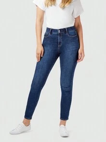 TUMMY TRIMMER SKINNY DENIM STRETCH JEANS - Blue - View 6