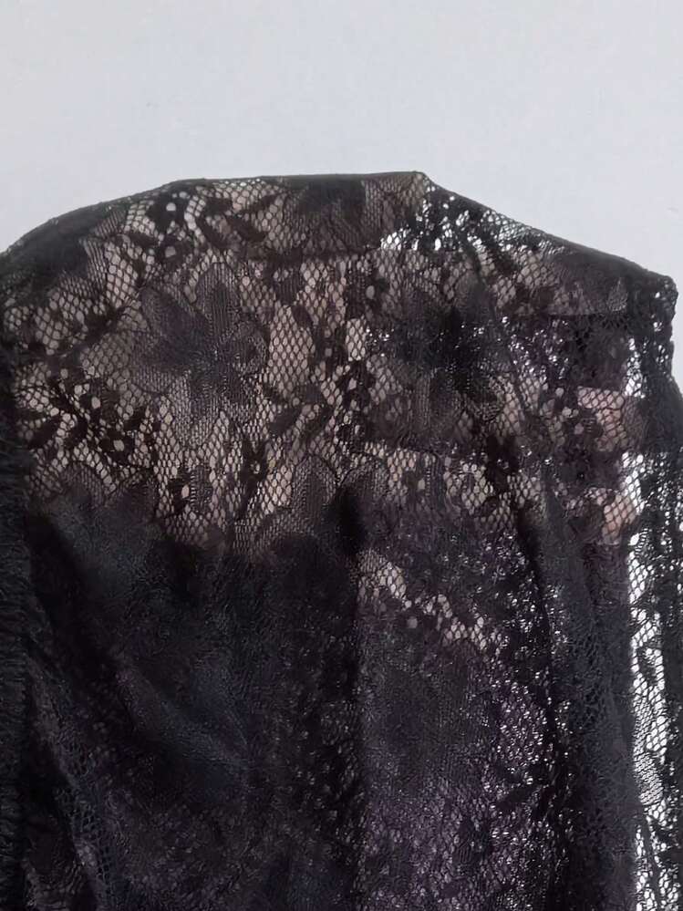 Ensemble Pyjama D'été Avec Haut Cami Et Pantalon, Nœud Papillon Arrière, Garniture Contrastée Et Dentelle - Bleu ciel - Voir 7