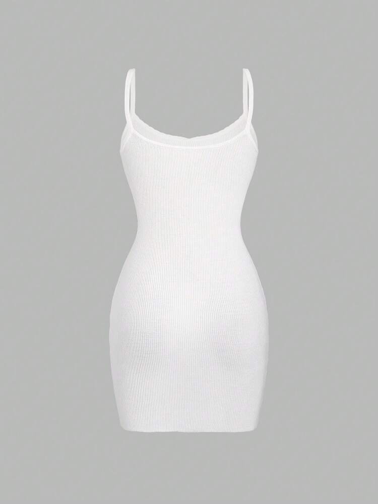 Solid Color Slim-Fit Knit Cami Dress For Summer