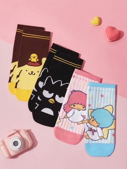 HELLO KITTY AND FRIENDS | SHEIN 3pairs Women's Cartoon Patterned Short Socks