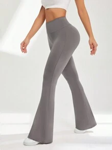 Easithlete Mallas Atléticas De Cintura En Forma De V Para Mujer Con Detalles De Arrugas En El Trasero - Púrpura polvoriento - Ver 3