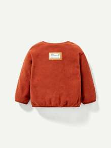 Baby Boy Letter Graphic Zip Up Jacket - Rust Brown - View 2