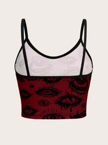 ROMWE Grunge Punk 女式朋克风格眼睛印花吊带背心，学校