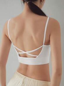 DAZY Camisola sencilla de punto con costilla en un solo color y espalda descubierta