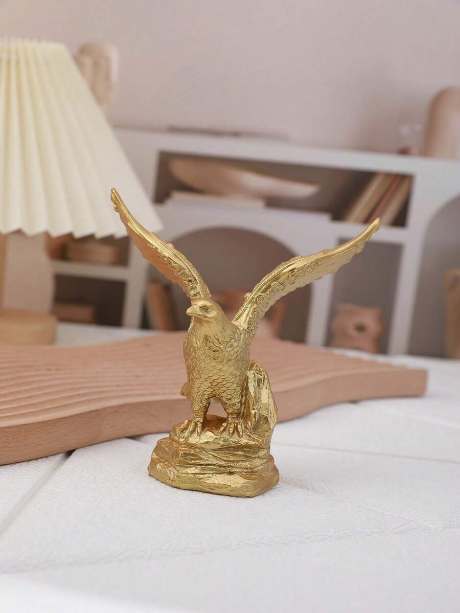 1入組展翅金鷹雕像，桌上裝飾，辦公室展示 - 金色 - 查看 1