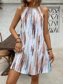 Breezaya Women's Fashionable Open Shoulder Printed Summer Holiday Dress Vacation Beach Outfit