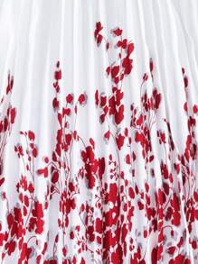 Tween Girls' Plant Print Frill Trim Pleated Hem Dress - Multicolor - View 4