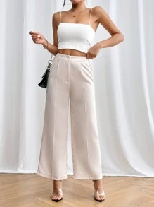 SHEIN PETITE Multi Piece Set Solid Wide Leg Dress Pants - Multicolor - View 6