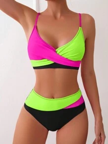 Vaytide Bộ Bikini Hai Mảnh Color Block Splice, Đi Biển Mùa Hè - Nhiều màu - Xem 7