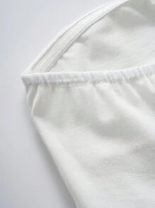 SHEIN LUNE Lace Patchwork Women Open Split Hem Twist Knot Bandeau Top - White - View 3