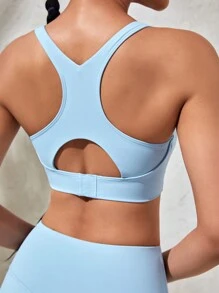 Lifespree 女士露背短上衣和短褲運動套裝 - 淺藍色 - 查看 7