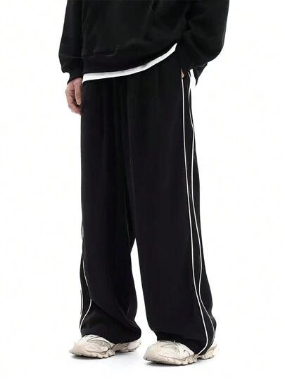 Manfinity Dauomo 男士休闲宽松阔腿裤，侧缝口袋，拼接设计，秋季