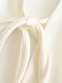 Spring Summer Y2K Girl Women Fashion Slim Bow Tie Satin Shirts New Year Outfits Graduation Season White Tops Elegant Party Tops Vacation Women Outwears - White - View 7