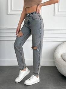 RueChic Coupe droite rigide et détaillée, usée