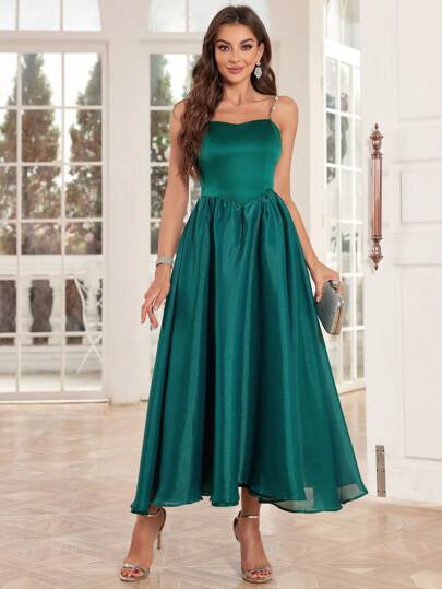 Damen Kettengurt Mesh Patchwork elegantes langes Abendkleid