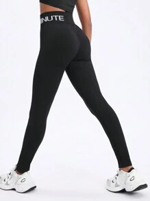 SHEIN Tween Girl Letter Detail Sporty Waistband Sport Pants