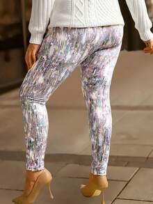 Plus Size Metallic-Texture Slim-Fit Leggings - Multicolor - View 2