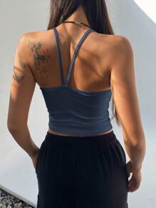 DAZY Women Fashion Solid Color Slim Fit Camisole Tank Top Summer,Halter Top