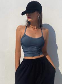 DAZY Women Fashion Solid Color Slim Fit Camisole Tank Top Summer,Halter Top