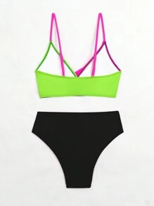 Vaytide Bộ Bikini Hai Mảnh Color Block Splice, Đi Biển Mùa Hè - Nhiều màu - Xem 6