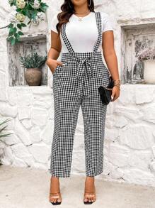 Calvaya Kích thước lớn Giải trí Eo cao Họa tiết Nanh sói In Áo liền quần Với Nghiêng Túi - Đen và trắng - Xem 4