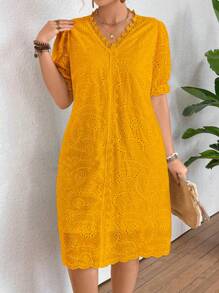 Celure Women Elegant Plus Size Embroidered Floral Long Dress