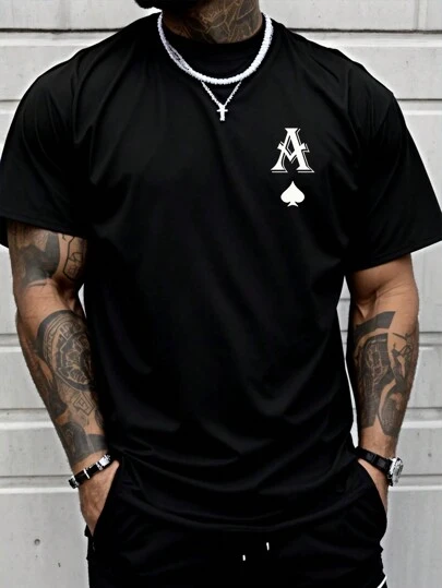 Men's Casual Slim Fit Crew Neck T-Shirt, Suitable For Commuting