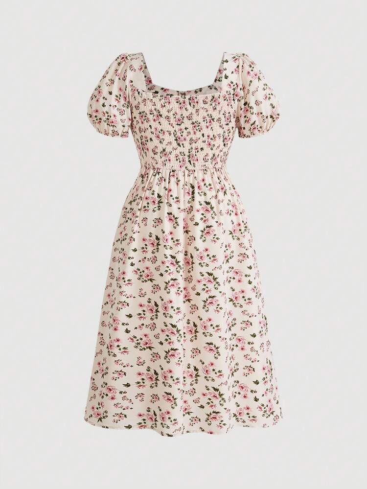 Plus Size Women's Summer Vacation Style Printed Dress With Color Contrast Ribbon Belt