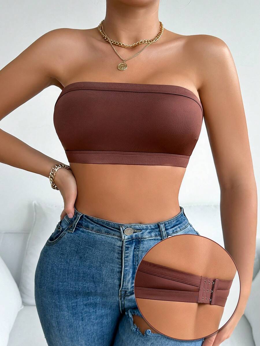 Non-Padded Strapless Bra - Coffee Brown - View 1