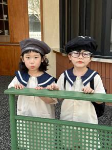 SHEIN 時尚色塊學院風連衣裙，適合年輕女孩迎接返校季 - 杏色 - 查看 3