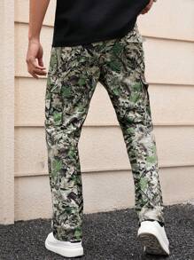 Manfinity EMRG Pantalones Largos Casuales Y De Moda Con Estampado De Camuflaje Para Hombres