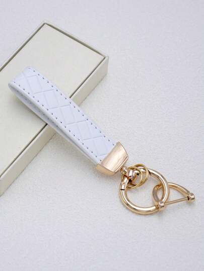 1 قطعة سلسلة مفاتيح من سبيكة الزنك بتصميم بسيط وحبل جلدي متوفرة باللون الأسود والأبيض والأحمر والوردي والبرتقالي - مناسبة لمفاتيح متنوعة وسلاسل مفاتيح السيارات، إكسسوارات سيارة عادية، تعليقات حقيبة، إكسسوارات مدرسية، جوثيك كيوت Y2K