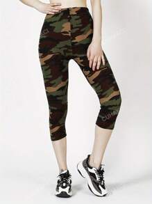 Women's Soft High Stretch Seamless Camo Leggings, Suitable For Squatting, Lifting, Yoga, Outdoor Beach, Casual, Walking, Running, Workout, 7/8 Pants