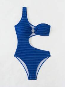 Swim SXY Traje de baño entero de un solo color y diseño hueco simple para mujer, de verano