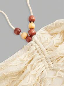 SHEIN WYWH Women Solid Color Textured Backless Halter Neck Dress For Summer - Apricot - View 3