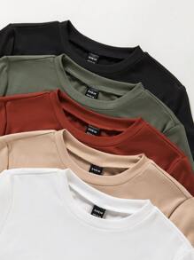 SHEIN Unity Bộ đồ liền thân ngắn tay màu trơn thời trang dành cho nữ - Nhiều màu - Xem 6