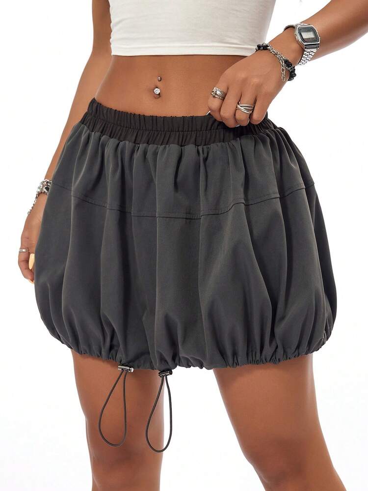 Ladies' Solid Color Cargo Style Tulip Skirt