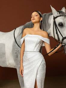 Simple Off-Shoulder Sweetheart French Style Light Wedding Dress - White - View 6