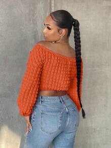 SHEIN SXY NỮ Màu thuần Xoắn Nút Đúng mốt Áo Đối với Mặc hàng ngày - trái cam - Xem 2