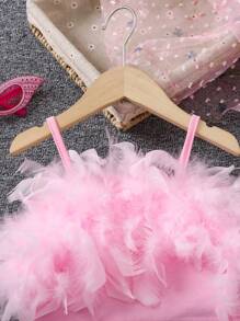 SHEIN Young Girls Y2K Millennium Style 2-Piece Printed Pants & Feather Patchwork Crop Top Set