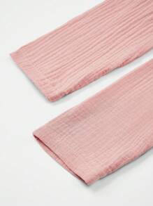 SHEIN Cô Gái Trẻ Viền Ruffle Lỗ khóa trở lại Áo sơ mi - Hồng - Xem 7