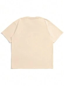 T-shirt a maniche corte con scollo a giro e stampa di base per uomo - Albicocca - Visualizzare 2