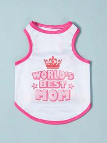 PETSIN Mẹ Slogan Thú cưng In Áo ba lỗ 1 Miếng - Nhiều màu - Xem 2