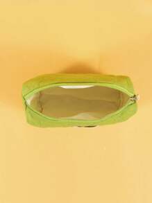1 PIEZA Bolsa de maquillaje acolchada en color verde, de gran capacidad, con cremallera, de moda y casual, ideal para almacenar artículos de viaje, papelería, vacaciones, cosméticos, auriculares, cargadores, lápices labiales, productos de cuidado de la piel y belleza, decoración del hogar, para mamá, mujeres, enfermeras, estudiantes, chicas escolares, llaves, regalos festivos