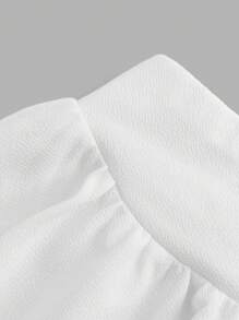SHEIN Váy suông rộng chắp vá hình chữ V dệt kim cho cô gái trẻ - trắng - Xem 4