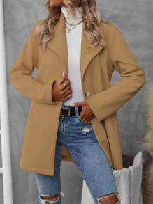 EMERY ROSE Spring And Autumn Large Lapel Casual Single-Breasted KnittedJacket Fall Winter Cloth For Women