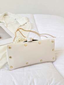 連鎖珠簾簷簹簝簡潔,優雅,時尚新款手提包,適用於學校、上下班、休閒、旅行和戶外活動 - 米色 - 查看 6