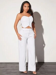 SHEIN SXY Pantalones de traje sencillos de color sólido para dama, ideales para uso diario
