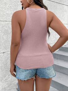 SHEIN Clasi Plus Size Fashionable Slim Fit Sleeveless Knitted Top With Criss Cross Straps